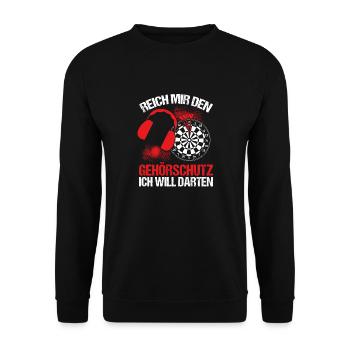 Dart Darts Spruch & Dartpfeil für Dartspieler - Unisex Pullover - Schwarz - Vorne - Alina (178cm) & Michal (187cm)
