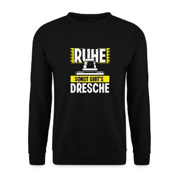 Lustiger Mähdrescher fahren Spruch Landwirt - Unisex Pullover - Schwarz - Vorne - Alina (178cm) & Michal (187cm)