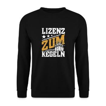 Kegler Meister Spruch Pudelkönig Bowling & Kegeln - Unisex Pullover - Schwarz - Vorne - Alina (178cm) & Michal (187cm)