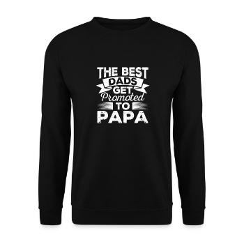 Die besten Väter werden zum Papa befördert Lustige - Unisex Pullover - Schwarz - Vorne - Alina (178cm) & Michal (187cm)