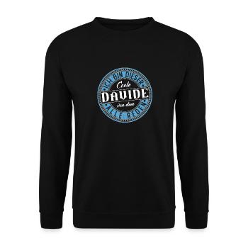 Davide Geschenkidee Geschenk Geburtstag - Unisex Pullover - Schwarz - Vorne - Alina (178cm) & Michal (187cm)