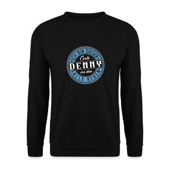 Denny Geschenkidee Geschenk Geburtstag - Unisex Pullover - Schwarz - Vorne - Alina (178cm) & Michal (187cm)