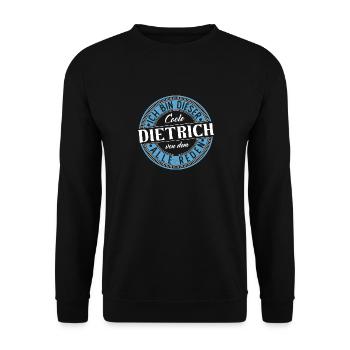 Dietrich Geschenkidee Geschenk Geburtstag - Unisex Pullover - Schwarz - Vorne - Alina (178cm) & Michal (187cm)