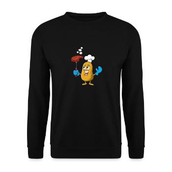 Potatoe Barbecue Steak Summer Hobby Chef - Unisex Sweatshirt - black - Front - Alina (178cm) & Michal (187cm)