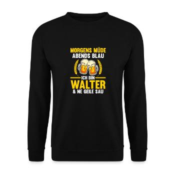 Walter - Unisex Pullover - Schwarz - Vorne - Alina (178cm) & Michal (187cm)
