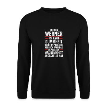 Werner - Unisex Pullover - Schwarz - Vorne - Alina (178cm) & Michal (187cm)