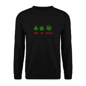 CANNABIS - NORMAL LUCKY SUPER LUCKY - WEED - Unisex Pullover - Schwarz - Vorne - Alina (178cm) & Michal (187cm)