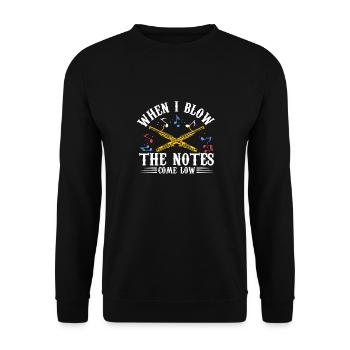 When I Blow the Notes Come Low | Bassoon - Unisex Pullover - Schwarz - Vorne - Alina (178cm) & Michal (187cm)