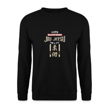 Life Happens Jiu Jitsu Helps | BrazilianJiuJitsu - Unisex Sweatshirt - black - Front - Alina (178cm) & Michal (187cm)