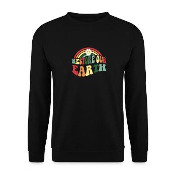 Restaurer notre Terre : Jour de la Terre 2023 - Sweat-shirt Unisexe - noir - Devant - Alina (178cm) & Michal (187cm)
