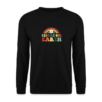 Tag der Erde 2023: Wiederherstellung unserer Erde - Unisex Pullover - Schwarz - Vorne - Alina (178cm) & Michal (187cm)