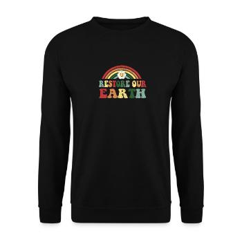 Vintage-Design Wiederherstellung unserer Erde - Tag der Erde - Unisex Pullover - Schwarz - Vorne - Alina (178cm) & Michal (187cm)