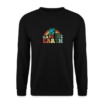 Rette die Erde - Earth Day Vintage Classic - Unisex Pullover - Schwarz - Vorne - Alina (178cm) & Michal (187cm)