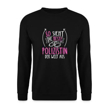 So Sieht Die Beste Polizistin Der Welt Aus Krimina - Unisex Pullover - Schwarz - Vorne - Alina (178cm) & Michal (187cm)