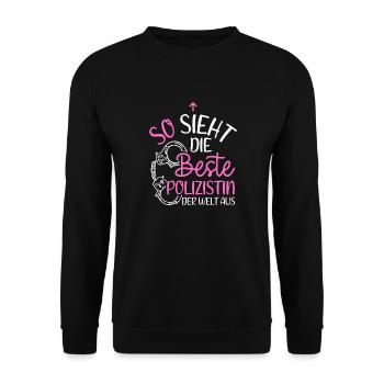 So Sieht Die Beste Polizistin Der Welt Aus Geschen - Unisex Pullover - Schwarz - Vorne - Alina (178cm) & Michal (187cm)