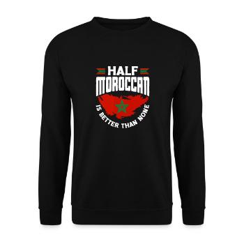 Marokko Marokkanische Flagge halb marokkanisch ist besser - Unisex Pullover - Schwarz - Vorne - Alina (178cm) & Michal (187cm)