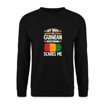 Guinée Guinée Guinée Drapeau Ma femme est Guinéenne - Sweat-shirt Unisexe - noir - Devant - Alina (178cm) & Michal (187cm)