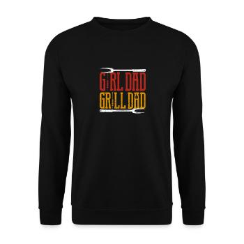 Vatertag Papa Grillen Ehemann Mädchen Papa Grill - Unisex Pullover - Schwarz - Vorne - Alina (178cm) & Michal (187cm)