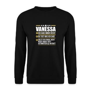 Vanessa - Unisex Pullover - Schwarz - Vorne - Alina (178cm) & Michal (187cm)
