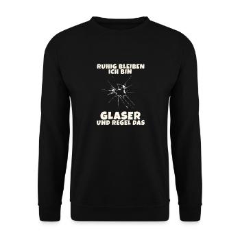 Glasmacher Glaserei Job Witz Geselle Handwerk - Unisex Pullover - Schwarz - Vorne - Alina (178cm) & Michal (187cm)