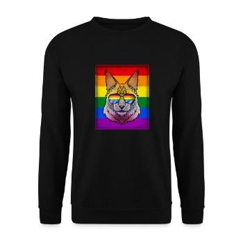 Gay Main Coon Kätzchen LGBTQ Pride Month - Unisex Pullover - Schwarz - Vorne - Alina (178cm) & Michal (187cm)