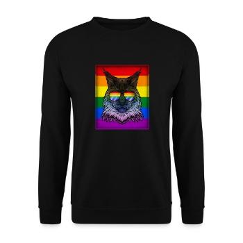 Gay Main Coon Kätzchen LGBTQ Pride Month - Unisex Pullover - Schwarz - Vorne - Alina (178cm) & Michal (187cm)