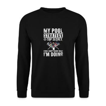 Top secret pool strategy - Unisex Pullover - Schwarz - Vorne - Alina (178cm) & Michal (187cm)