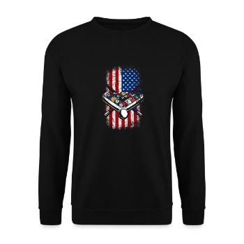 USA Drapeau américain 4 juillet Billard - Sweat-shirt Unisexe - noir - Devant - Alina (178cm) & Michal (187cm)