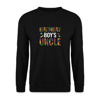 Uncle of the birthday boy Bauklötze - Unisex Sweatshirt - black - Front - Alina (178cm) & Michal (187cm)