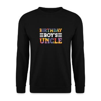 Uncle of the birthday boy Bauklötze - Unisex Sweatshirt - black - Front - Alina (178cm) & Michal (187cm)