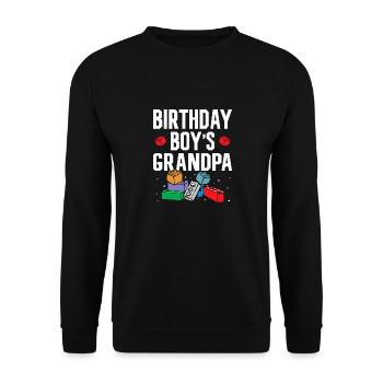 Geburtstagskind Opa Bauklötze - Unisex Pullover - Schwarz - Vorne - Alina (178cm) & Michal (187cm)