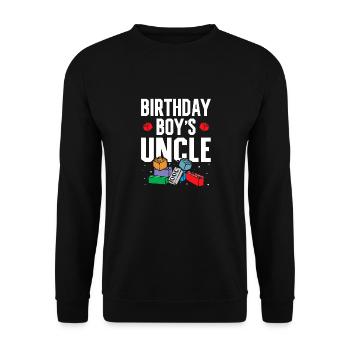 Uncle of the birthday boy Bauklötze - Unisex Sweatshirt - black - Front - Alina (178cm) & Michal (187cm)