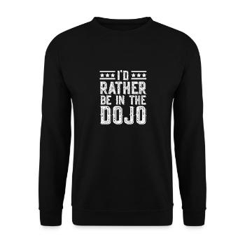 I'd Rather Be In The Dojo | Karate - Unisex Pullover - Schwarz - Vorne - Alina (178cm) & Michal (187cm)