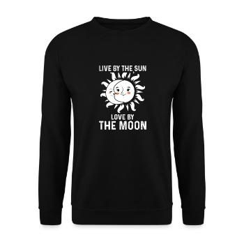 Lebe bei der Sonne Liebe am Mond - Unisex Pullover - Schwarz - Vorne - Alina (178cm) & Michal (187cm)