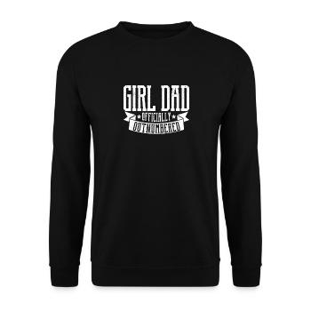 Girl Dad offiziell in der Unterzahl Funny Dad - Unisex Pullover - Schwarz - Vorne - Alina (178cm) & Michal (187cm)