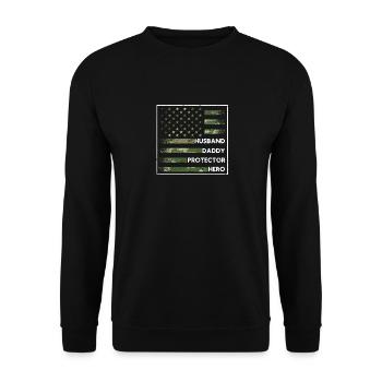 Husband Dad Protector Hero Father's Day Birthday - Unisex Sweatshirt - black - Front - Alina (178cm) & Michal (187cm)