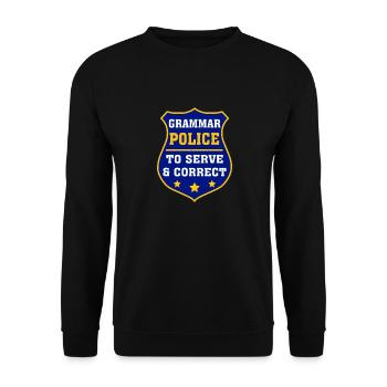 Grammar Police To Serve And Correct - Unisex Sweatshirt - black - Front - Alina (178cm) & Michal (187cm)