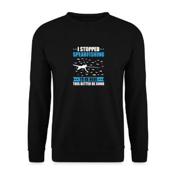 Speerfischen für das lustiger speerfischer spruch - Unisex Pullover - Schwarz - Vorne - Alina (178cm) & Michal (187cm)