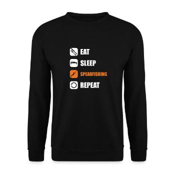 Speerfischer essen schlafen speerfischen - Unisex Pullover - Schwarz - Vorne - Alina (178cm) & Michal (187cm)