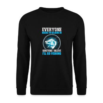 Angeln, mein Glaube - Unisex Pullover - Schwarz - Vorne - Alina (178cm) & Michal (187cm)