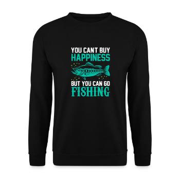 Kaufen Sie kein Glück, aber Sie können angeln gehen - Unisex Pullover - Schwarz - Vorne - Alina (178cm) & Michal (187cm)