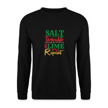 SALZ TEQUILA LIMETTE WIEDERHOLUNG - Unisex Pullover - Schwarz - Vorne - Alina (178cm) & Michal (187cm)