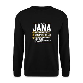 Jana - Unisex Pullover - Schwarz - Vorne - Alina (178cm) & Michal (187cm)