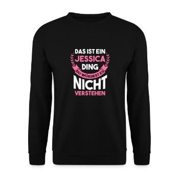 Vorname Jessica - Unisex Pullover - Schwarz - Vorne - Alina (178cm) & Michal (187cm)