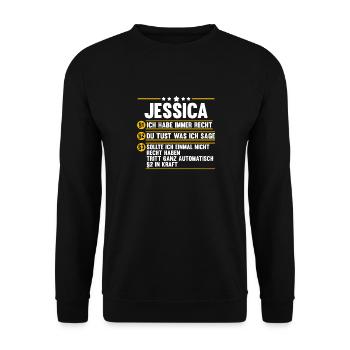 Vorname Jessica - Unisex Pullover - Schwarz - Vorne - Alina (178cm) & Michal (187cm)