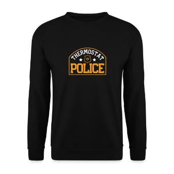 Drôle de thermostat de fête des pères Police Papa Blagues - Sweat-shirt Unisexe - noir - Devant - Alina (178cm) & Michal (187cm)