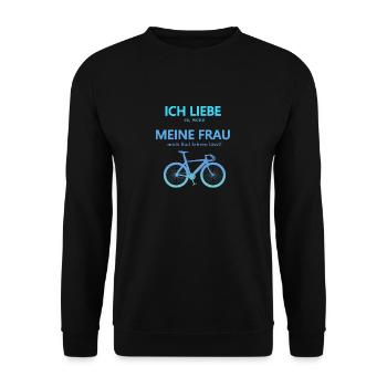 Rennrad Liebe meine Frau 3D Blau türkis Seite - Unisex Pullover - Schwarz - Vorne - Alina (178cm) & Michal (187cm)