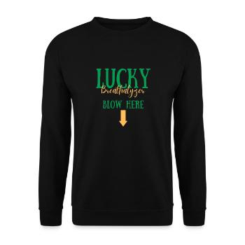 Lucky Breathalyzer Blow Here St Patricks Day Funny - Unisex Sweatshirt - black - Front - Alina (178cm) & Michal (187cm)