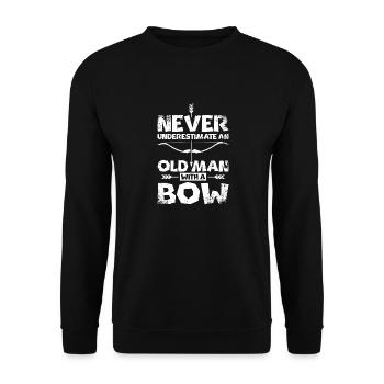 Never underestimate an old man with a bow - Unisex Sweatshirt - black - Front - Alina (178cm) & Michal (187cm)