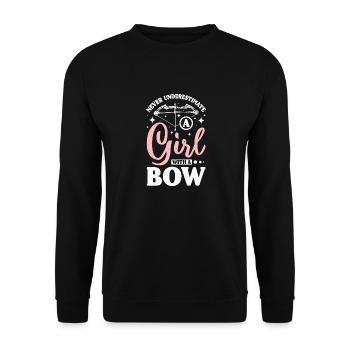 Never underestimate a girl with a bow - Unisex Sweatshirt - black - Front - Alina (178cm) & Michal (187cm)